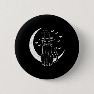 Chapa Redonda De 5 Cm Halloween Cat Witch Moon Vintage Costume femenino 