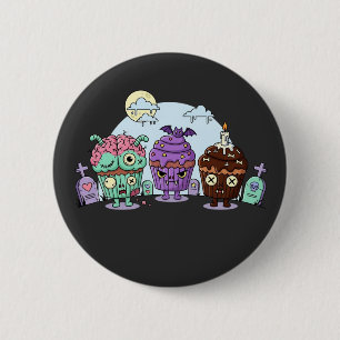 Chapa Redonda De 5 Cm Halloween con torta zombie