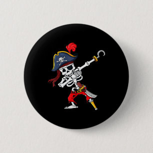 Chapa Redonda De 5 Cm Halloween Dabbing Pirate Skeleton Fun