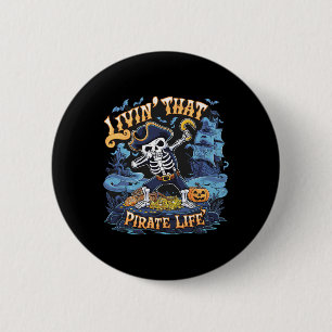 Chapa Redonda De 5 Cm Halloween Dabbing Pirate Skeleton Simple Halloween