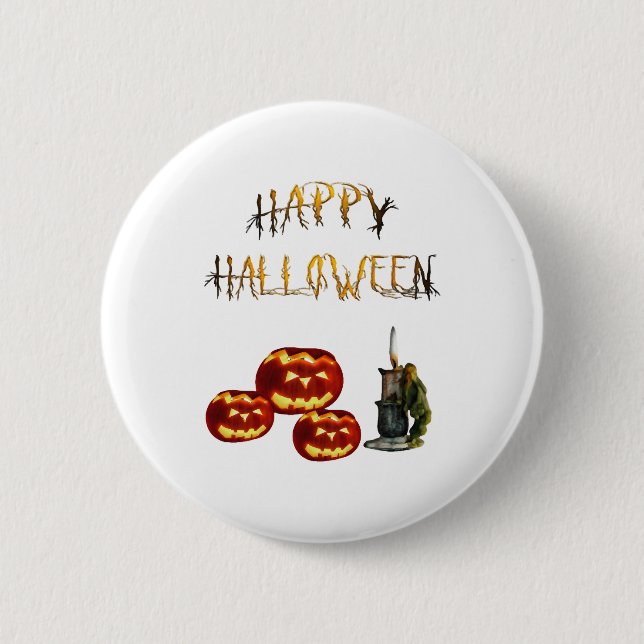 Chapa Redonda De 5 Cm Halloween de calabaza (Anverso)