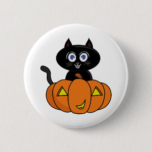 Chapa Redonda De 5 Cm Halloween de gato negro lindo