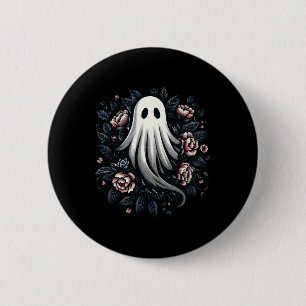 Chapa Redonda De 5 Cm Halloween de la impresión floral fantasma