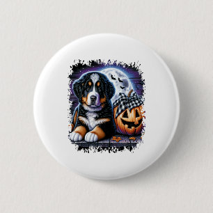 Chapa Redonda De 5 Cm Halloween de Perro de Montaña de Bernese
