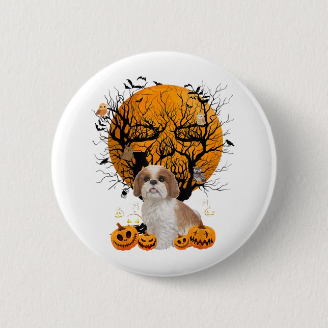 Chapa Redonda De 5 Cm Halloween de perros (Anverso)