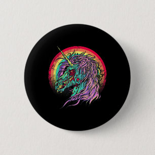 Chapa Redonda De 5 Cm Halloween de Unicornio Zombie