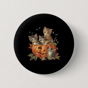 Chapa Redonda De 5 Cm Halloween del Cat Retro de la Calabaza de los 90
