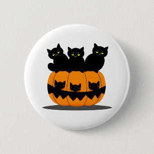 Chapa Redonda De 5 Cm Halloween del gato negro