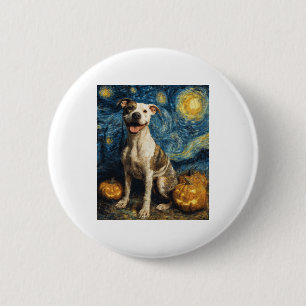 Chapa Redonda De 5 Cm Halloween del perro con el toro de pito Jack O Lan