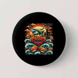 Chapa Redonda De 5 Cm Halloween del Tiburón Calabaza