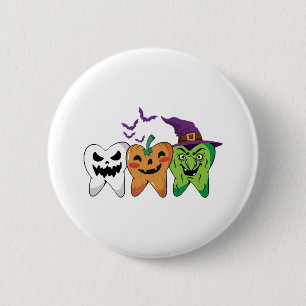 Chapa Redonda De 5 Cm Halloween Dentist Teeth Ghost Pumpkin Witch