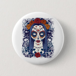 Chapa Redonda De 5 Cm Halloween Día De Los Muertos