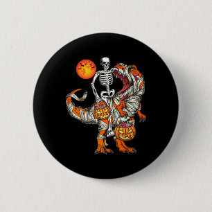 Chapa Redonda De 5 Cm Halloween Dinosaur Skeletain T Rex Scary Pumpkin M