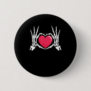 Chapa Redonda De 5 Cm Halloween en Skeleton Hand Heart