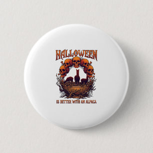 Chapa Redonda De 5 Cm Halloween Es Mejor Alpaca Calaveras Naranjas Telar