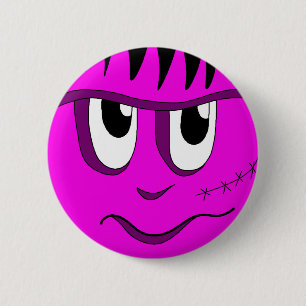 Chapa Redonda De 5 Cm Halloween Frankenstein - rosa