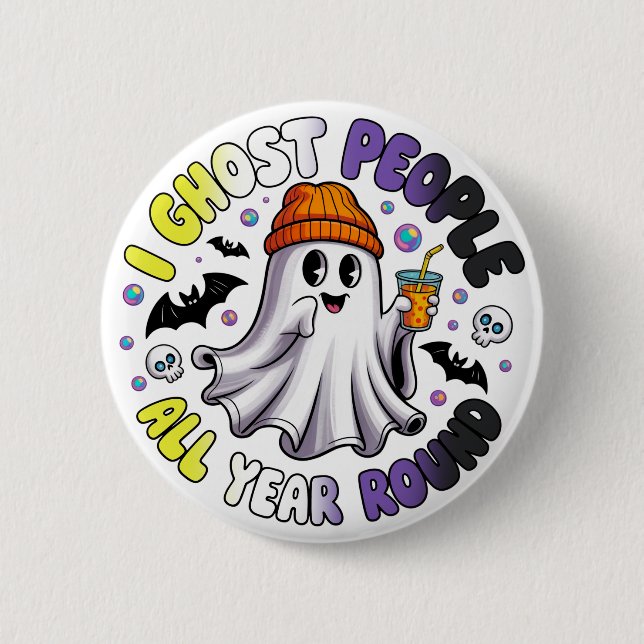 Chapa Redonda De 5 Cm Halloween Funny Nonbinario - Ghost People (Anverso)