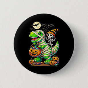 Chapa Redonda De 5 Cm Halloween Funny T Rex Dinosaur Mummy Boys Trick Tr