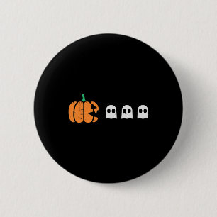 Chapa Redonda De 5 Cm Halloween Gamer Calabaza Comiendo Vestido Fantasma