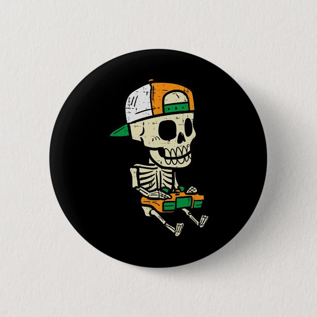 Chapa Redonda De 5 Cm Halloween Gaming Skeleton Costume Gamer Niños (Anverso)