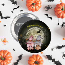 Halloween Gnomes Full Moon Family Pin Back