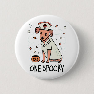 Chapa Redonda De 5 Cm Halloween Healer Pup Un espeluznante Perro de Enfe