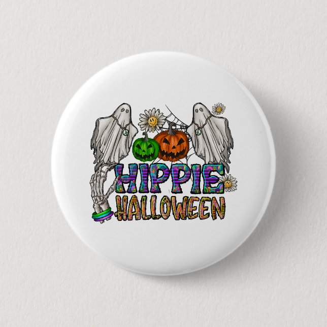 Chapa Redonda De 5 Cm Halloween hippie (Anverso)