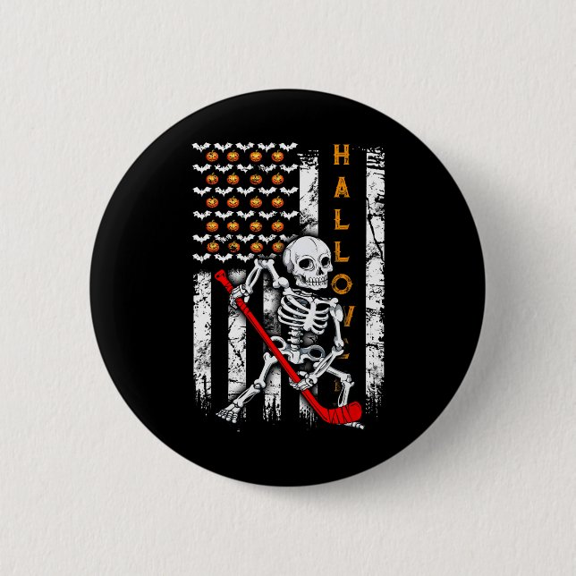 Chapa Redonda De 5 Cm Halloween Hockey Bandera de Estados Unidos (Anverso)