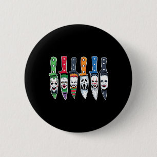 Chapa Redonda De 5 Cm Halloween Horror: Personajes De Película De Horror