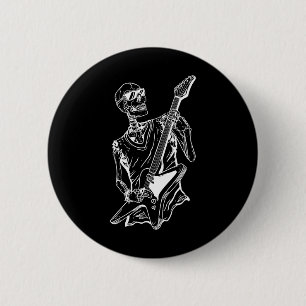 Chapa Redonda De 5 Cm Halloween Lazy Costume Skeleton Guitarra