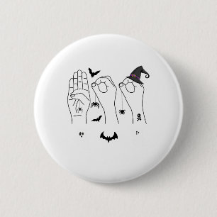 Chapa Redonda De 5 Cm Halloween Lenguaje De Rótulo A Mano Orgullo Sordo