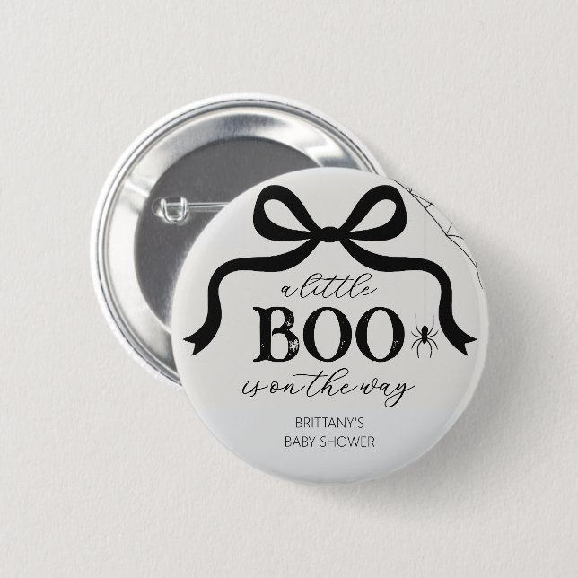 Chapa Redonda De 5 Cm Halloween Little Boo Baby Shower (Anverso y reverso)