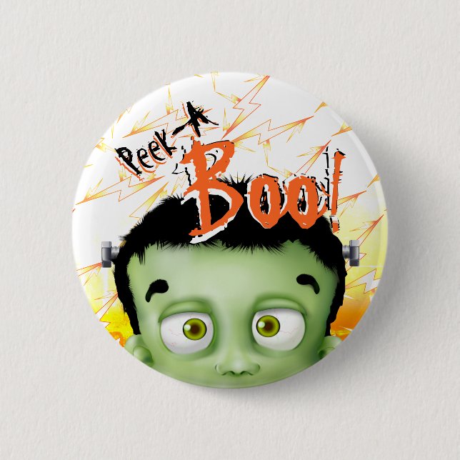 Chapa Redonda De 5 Cm Halloween Monster Frankenstein Peek A Boo (Anverso)