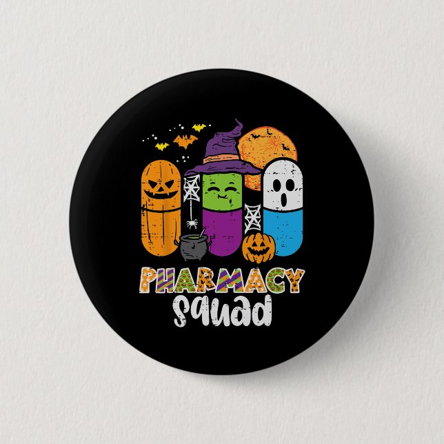 Chapa Redonda De 5 Cm Halloween Pharmacy Squad PIlls Farmacéutico (Anverso)
