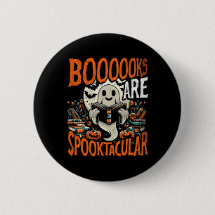 Chapa Redonda De 5 Cm Halloween Shirl Book Lover Design Ghost con libros
