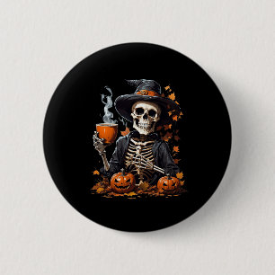 Chapa Redonda De 5 Cm Halloween Skeleton Beber café Horror para las muje