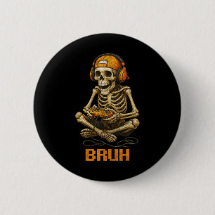 Chapa Redonda De 5 Cm Halloween Skeleton Gamer Video Gaming Funny Skelet