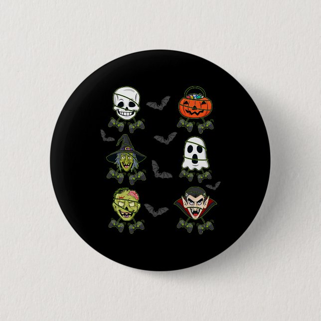 Chapa Redonda De 5 Cm Halloween Skeleton Gaming Witch Vampiro Zombie Boy (Anverso)