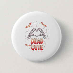 Chapa Redonda De 5 Cm Halloween Skeleton Hands Heart, Bats & Blood