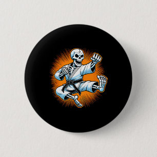 Chapa Redonda De 5 Cm Halloween Skeleton Karate 1
