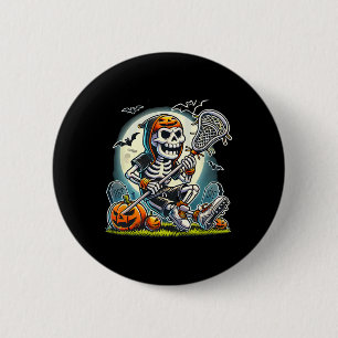 Chapa Redonda De 5 Cm Halloween Skeleton Lacrosse
