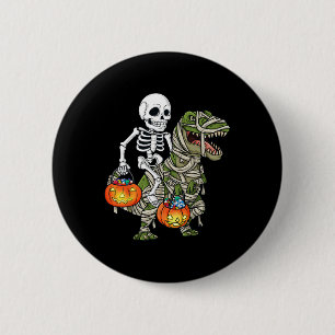 Chapa Redonda De 5 Cm Halloween Skeleton Riding Mummy Dinosaur T Rex Fun