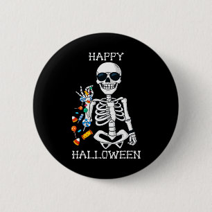 Chapa Redonda De 5 Cm Halloween Skeleton Salting Candy Fun