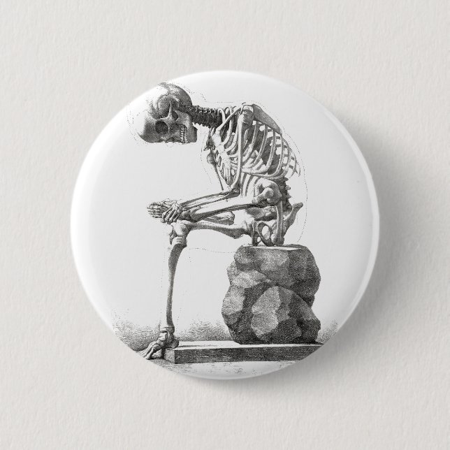 Chapa Redonda De 5 Cm Halloween Skeleton Sitting Anatomy (Anverso)