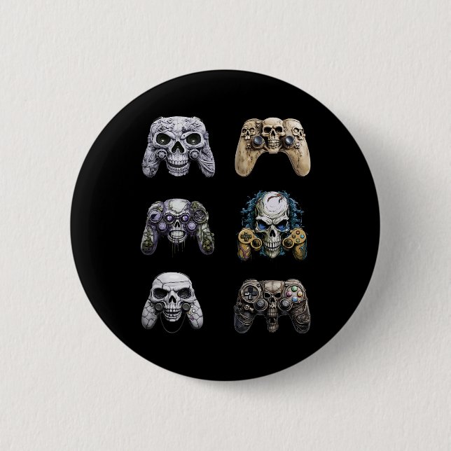 Chapa Redonda De 5 Cm Halloween Skeleton Zombie Gaming Controllers Mummy (Anverso)