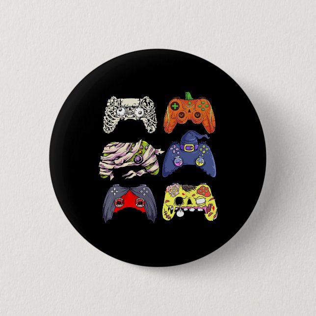 Chapa Redonda De 5 Cm Halloween Skeleton Zombie Witch Controller Mummy B (Anverso)