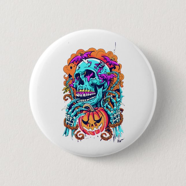 Chapa Redonda De 5 Cm Halloween Skull (Anverso)