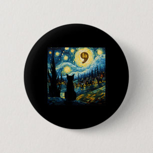 Chapa Redonda De 5 Cm Halloween Starry Night Black Cat Comma La Kamala H