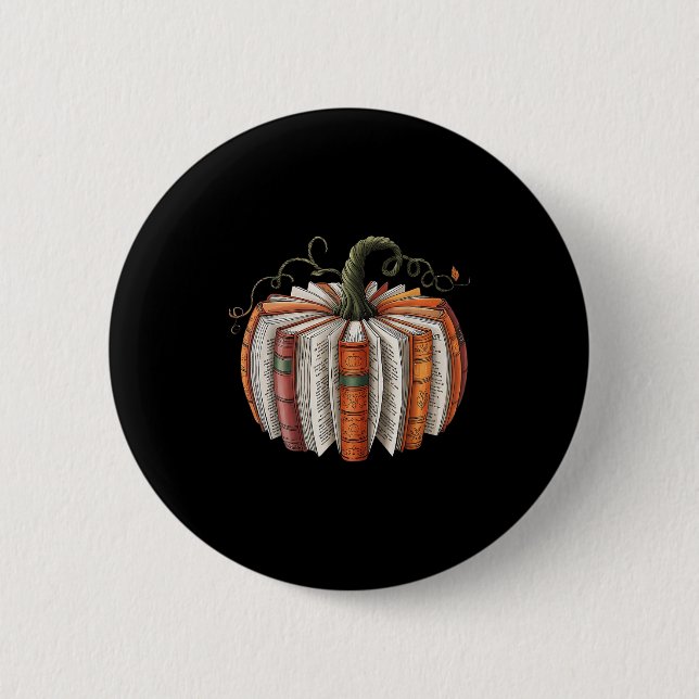 Chapa Redonda De 5 Cm Halloween Teachers Libraries Fall Book Pumpkin Ret (Anverso)