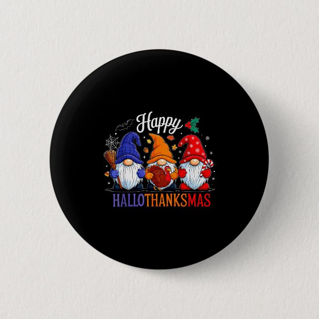 Chapa Redonda De 5 Cm Halloween Thanksgiving Christmas Happy Hallothanks (Anverso)